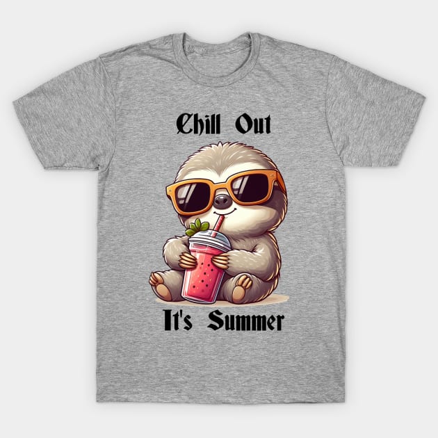 Chill Out Summer Smoothie Sloth T-Shirt by RedFox2